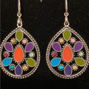 Beautifully SW style Dangles w/ Enamel & Bi-cone Crystals 14KGP Earwires- READ